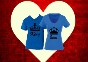 páros póló king and queen kék