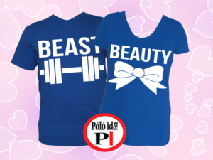 páros pólók beauty and beast kék