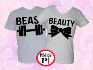 páros pólók beauty and beast szürke