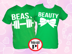 páros pólók beauty and beast zöld