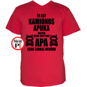 kamionos póló a legjobb apuka piros