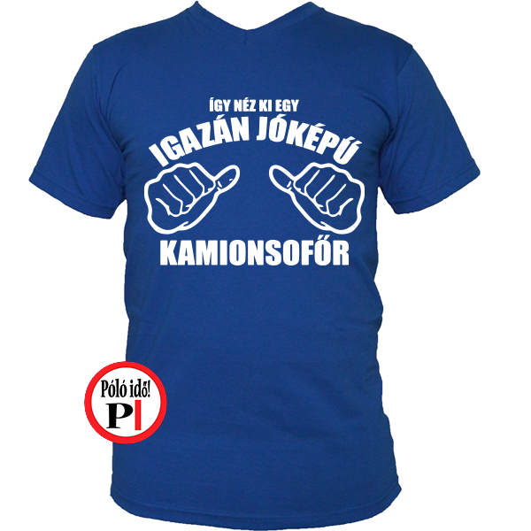 kamionos póló jóképű sofőr kék