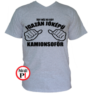 kamionos póló jóképű sofőr szürke