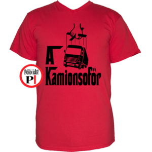 kamionos póló keresztapa piros