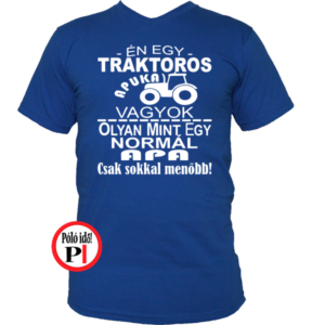 traktoros póló apuka vagyok kék