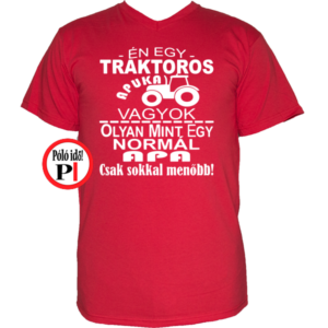 traktoros póló apuka vagyok piros
