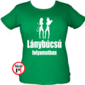 lánybúcsú folyamatban póló zöld