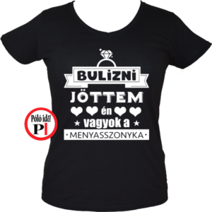 lánybúcsú póló menyasszony fekete