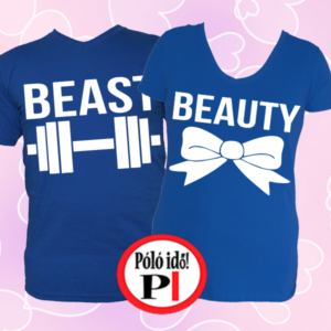 páros pólók beauty and beast kék