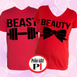 páros pólók beauty and beast piros