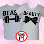 páros pólók beauty and beast szürke