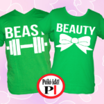 páros pólók beauty and beast zöld