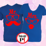 páros pólók mr and mrs kék