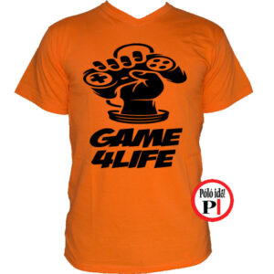 gamer pólók game for life narancs