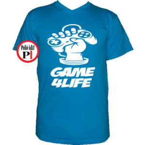gamer pólók game for life világos kék