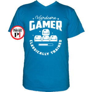 gamer pólók hardcore világos kék