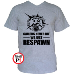gamer pólók never die szürke