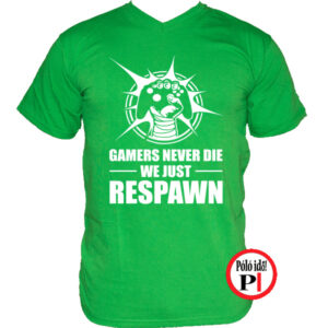 gamer pólók never die zöld