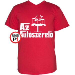 autószerelő póló keresztapa piros