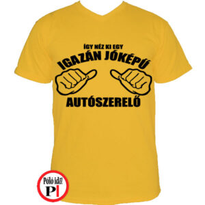 jóképű autószerelő póló citrom