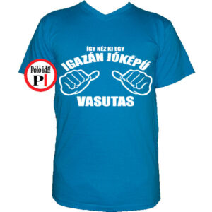 jóképű vasutas póló vkék