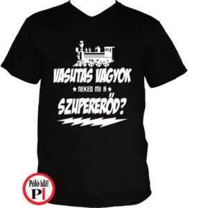 szuper vasutas póló fekete