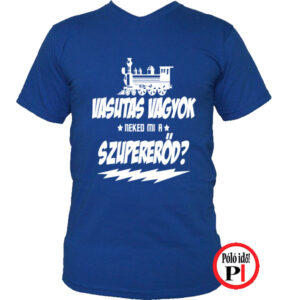 szuper vasutas póló kék