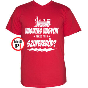 szuper vasutas póló piros