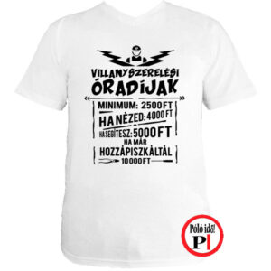 vicces villanyszerelő póló fehér