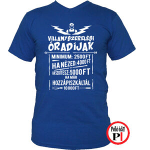 vicces villanyszerelő póló kék