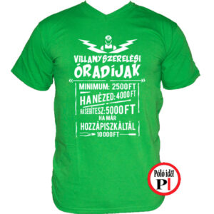 vicces villanyszerelő póló zöld