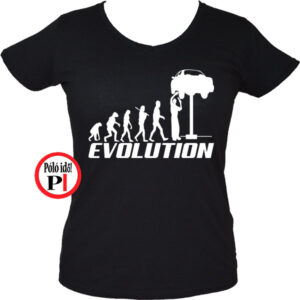 Evolúció autószerelő női póló fekete