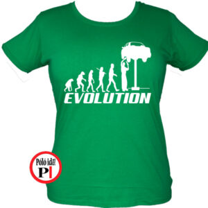 Evolúció autószerelő női póló zöld