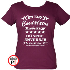 büszke anya családi póló burgundi