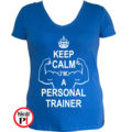 edző női póló personal training kék
