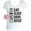 Eat Sleep Drive női póló fehér