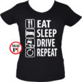 Eat Sleep Drive női póló fekete