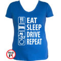 Eat Sleep Drive női póló kék