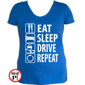 Eat Sleep Drive női póló kék