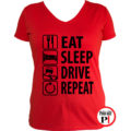 Eat Sleep Drive női póló piros