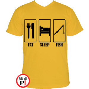 horgász póló eat sleep citrom