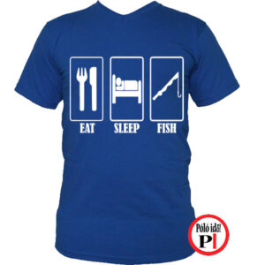 horgász póló eat sleep kék
