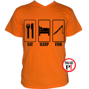horgász póló eat sleep narancs