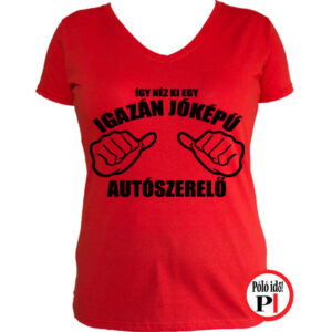 autószerelő női póló piros