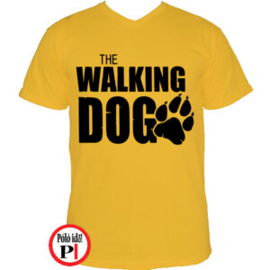 walking dog kutyás póló férfi citrom