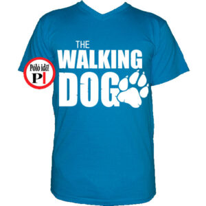 walking dog kutyás póló férfi vkék