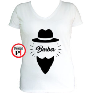 fodrász póló barber női fehér