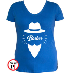 fodrász póló barber női kék