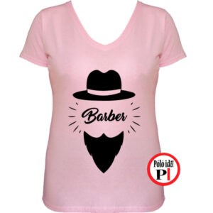 fodrász póló barber női pink