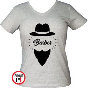 fodrász póló barber női szürke